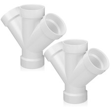 2 PCS 2 Inch Hub PVC DWV Double Wye Schedule 40 Sanitary Drainage Waste White