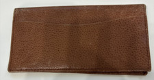 Brown Genuine Leather Duplicate Check Protector Checkbook Cover Wallet Billfold