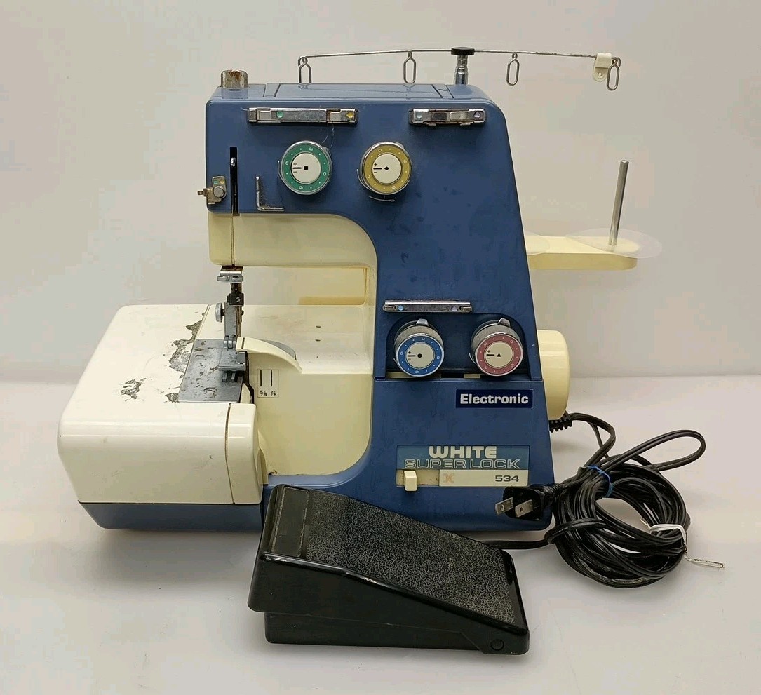 White Super Lock 534 Serger Sewing Machine W/ Foot Pedal