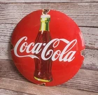 Vintage Coca Cola Porcelain Enamel Metal Coke Soda Bottle Domed Sign