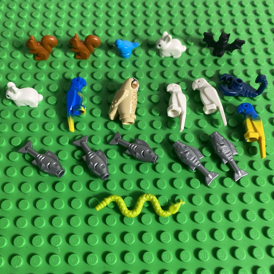 乐高动物迷你公仔 18 件装鹦鹉、松鼠、兔子、鱼、猫头鹰、蝎子 — 第 3/4 张图片