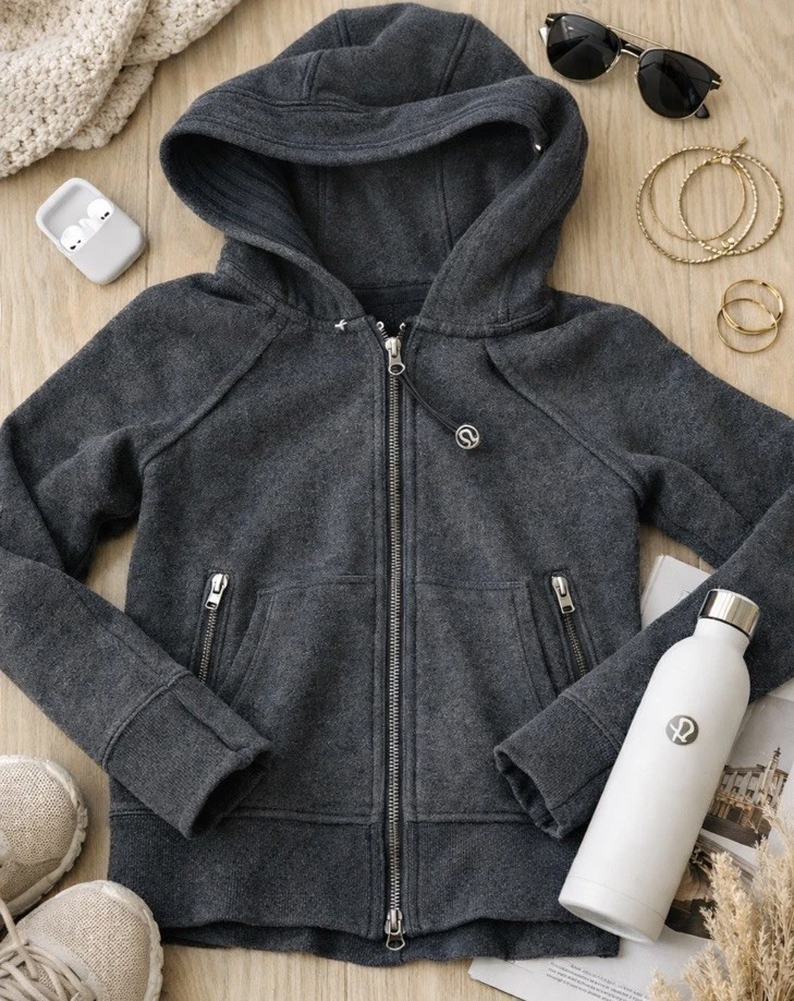 Lululemon Happy Yin Year Hoodie Heathered Black Soot Light Sz 4