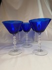 Vintage Set of 5 Cambridge #3122 Cobalt Blue Champagne Glasses — photo 4