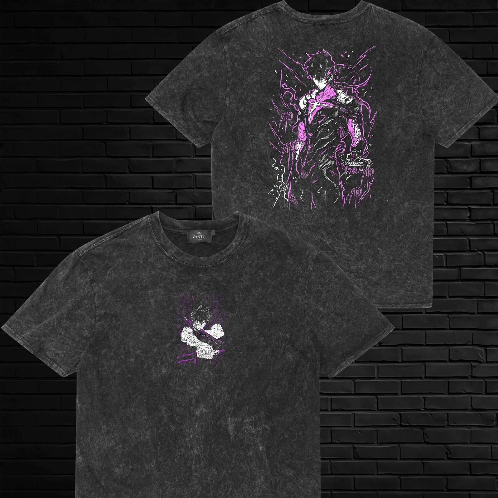 Sung Jinwoo Shadow Monarch T-Shirt Double Sided Graphic Tee Mens Unisex