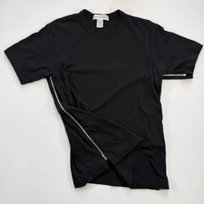 COMME DES GARCONS Full Side Zip Crew T-Shirt Mens Medium Black Made in France