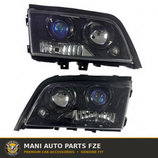 Black Projector Headlights Lamps Pair Set For Mercedes Benz W202 C-class 94-00