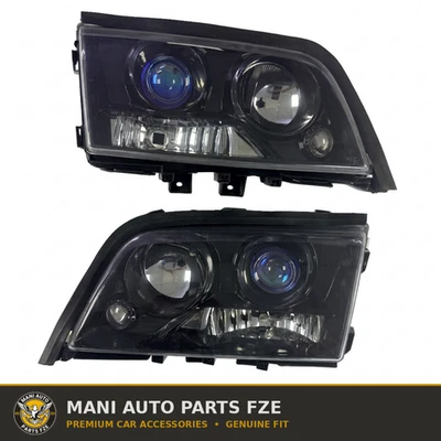 Black Projector Headlights Lamps Pair Set For Mercedes Benz W202 C-Class 94-00 - Image 1 of 4