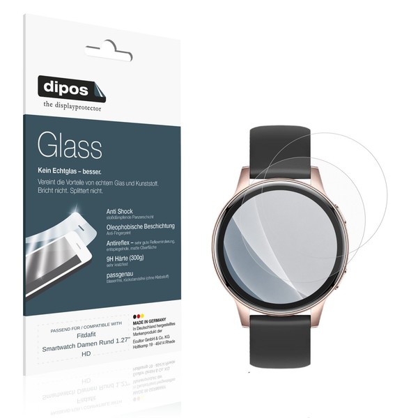 "2X Schutzfolie FüR Fitdafit Smartwatch Damen Rund 1.27\" HD Matt - Anti-Shock 9H"-image