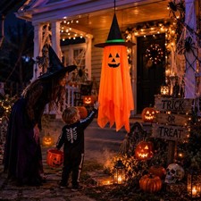 Halloween Decorations Ghost Hanging Ornaments: 53 Inch Foldable Cloth Witch Hat