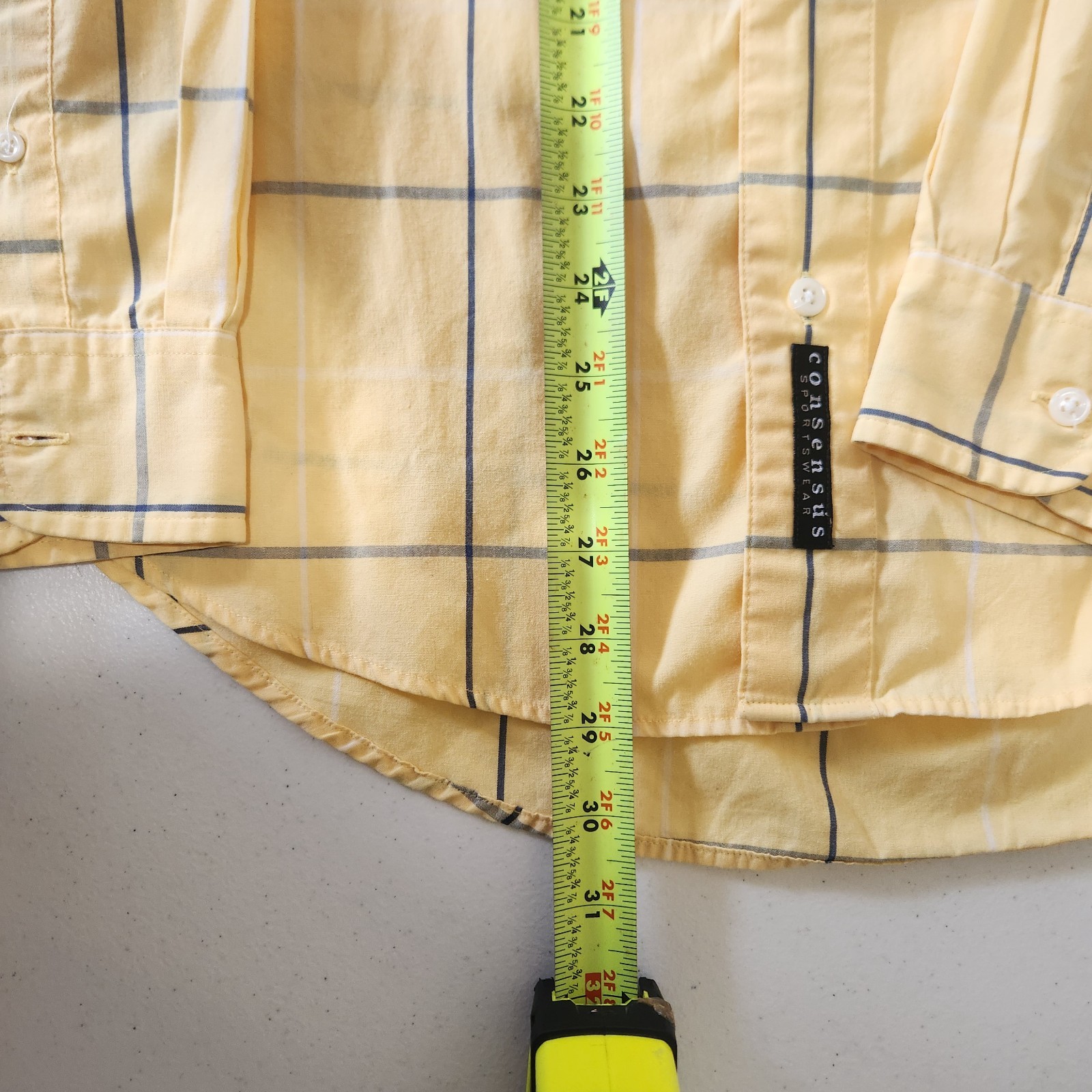 Consensus Men’s Medium Yellow Windowpane Plaid Sh… - image 8