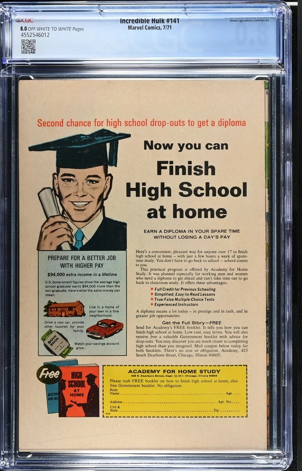 Incredible Hulk #141 (1971) Key 1st Appearance Doc Samson CGC 8.0 G794 - Image 2 of 2