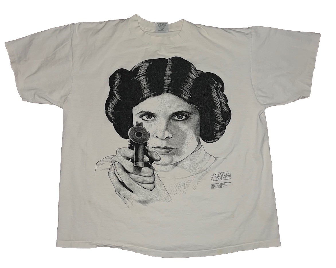 Vintage Star Wars Princess Leia Organa T Shirt White XXL Big Face