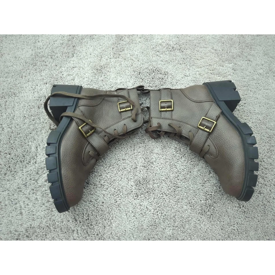 Botas Seychelles Para Mujer 11 Anchas Cuero Marrón Con Cordones Tacón Bloque Tobillo N36094W Foto 3 de 4