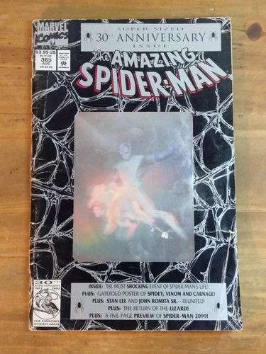 The Amazing Spider-Man #365 30th Anniversary Issue - Marvel Comics- Good to VG