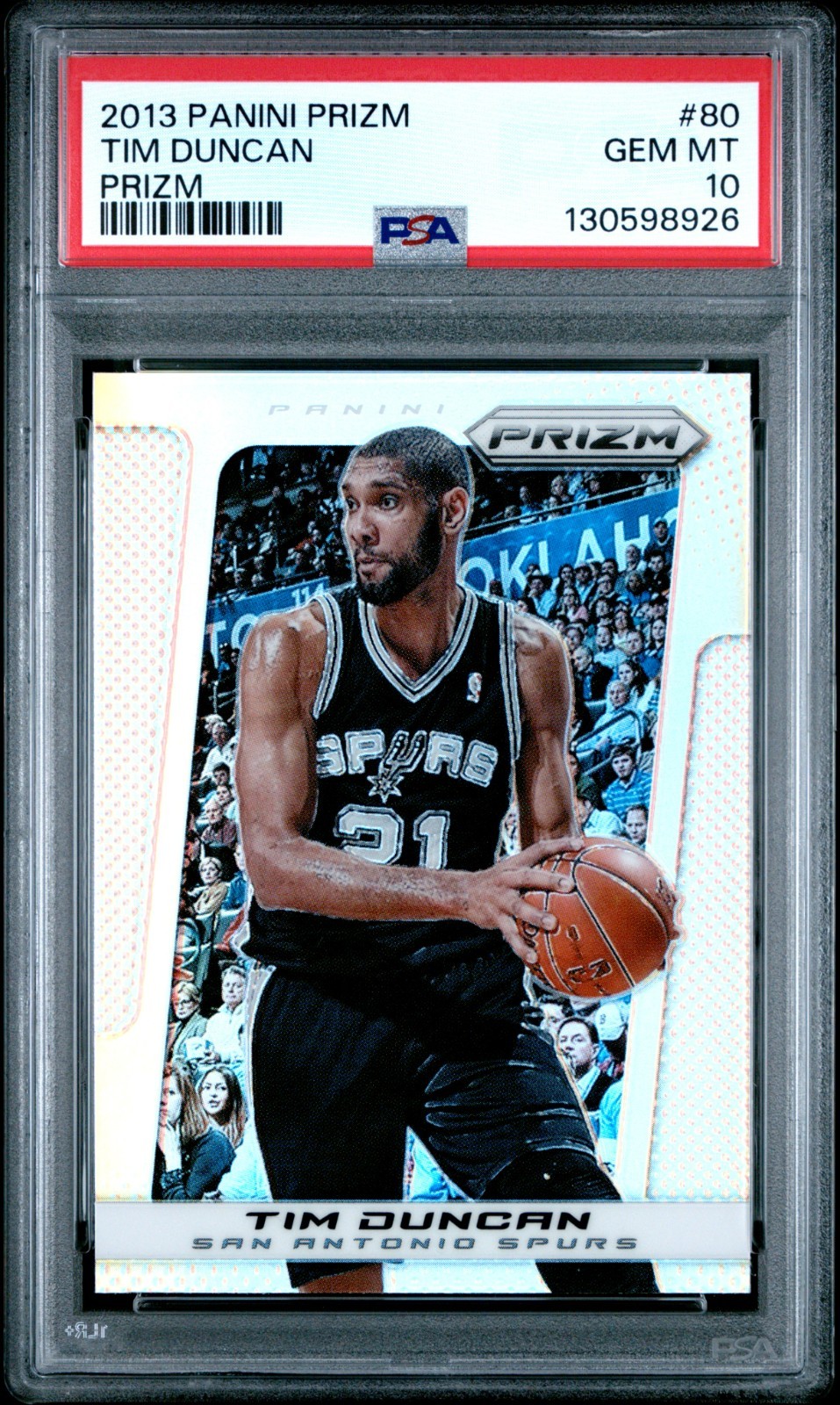 2013 PANINI PRIZM #80 TIM DUNCAN PRIZM SILVER PSA 10 LOW POP