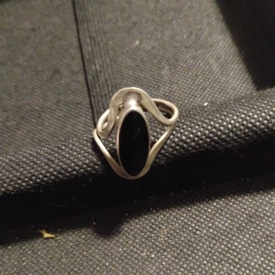 Ring Silver 925 Mexico DDD Ring with Black Stone