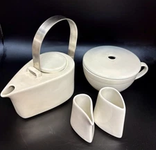 VTG Tea Forte Tea Tear Drop Porcelain Tea Set  For One Pot, Cup, Sugar Creamer