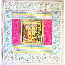 Vintage Baby Quilt Honey Bear Woodland Animals Owls Squirrels Otters Birds 28x27