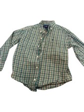 Ralph Lauren Shirt Boys 5 Green Plaid Long Sleeve Button Down Cotton Pony