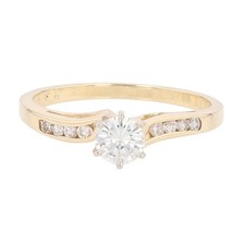 .41ctw Round Diamond Solitaire w/ Accents Engagement Ring 14k Yellow Gold Size 6