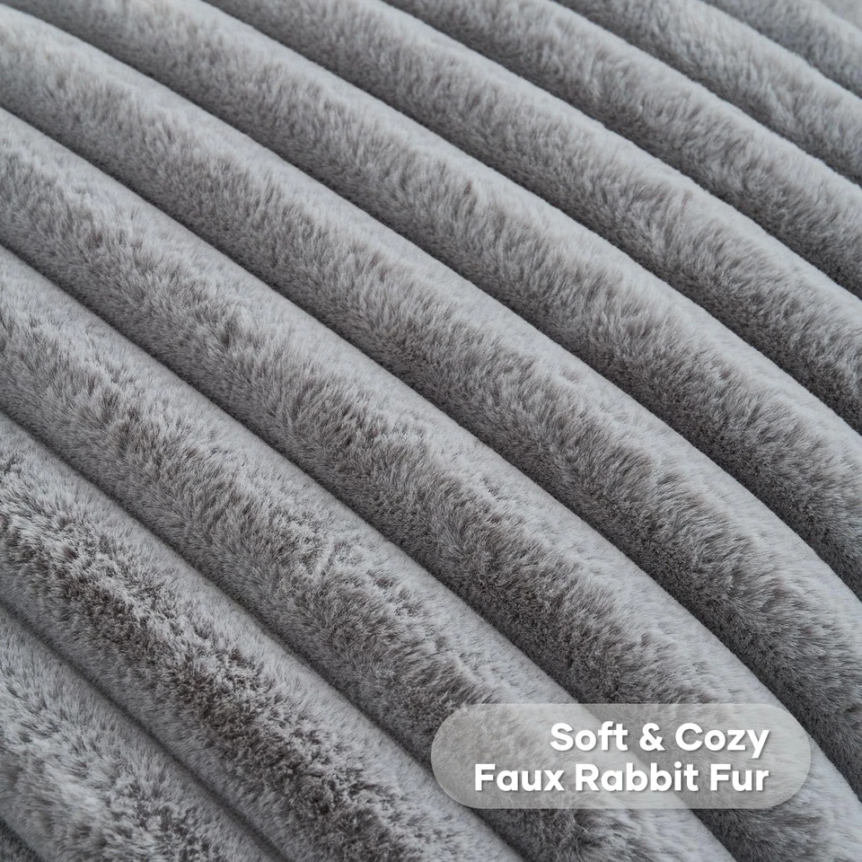 Juego de 2 fundas de almohada decorativas a rayas grises FUTEI de 12x20 pulgadas, rectangulares Foto 3 de 4