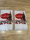 Vintage 2 Coca Cola Kitchen Towels Coke Cherry Design Soda Advertising Tag Terry