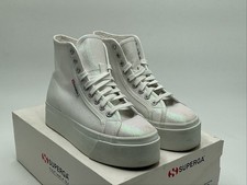 Superga 2708 Hi Top Lame S4128DW-A0M Unisex M6.5-W8 White Platform Shoe Ebay1090
