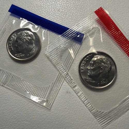 2001 P&D Roosevelt Dimes, Uncirculated BU In Mint Set Cello Free Shipping