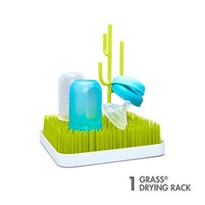 Low-Profile Grass Countertop Drying Rack for Easy-Clean Baby Bottles Green