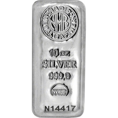 Buy 10 oz. Nadir Metal Rafineri Refinery Silver Bar - 999.9 Fine