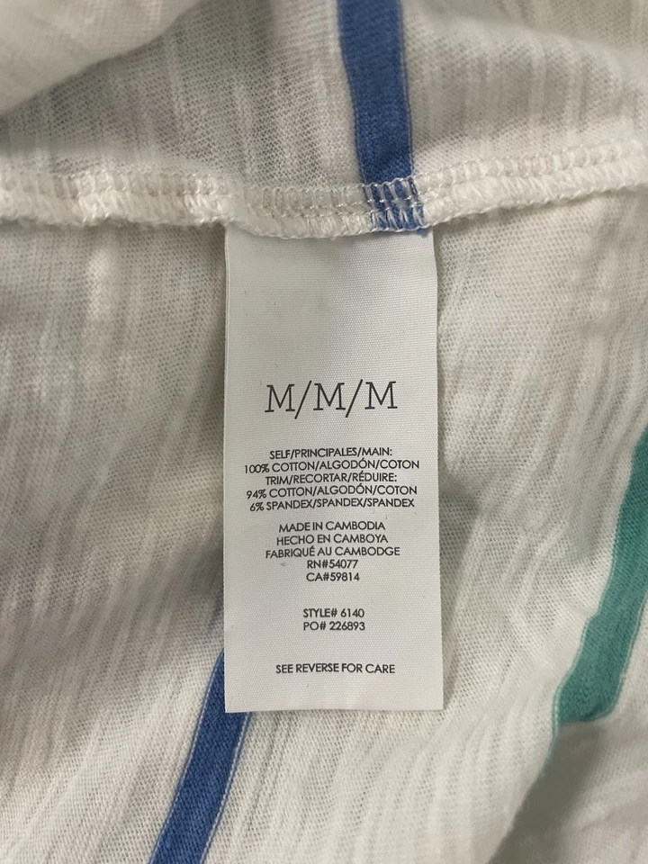 Blusa sin mangas CABI #6140 tejida a rayas verdes sin mangas cola talla mediana Foto 4 de 4