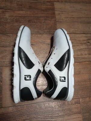 FootJoy Pro SL 53220 White/Black Leather Spikeless Golf  display picture 1