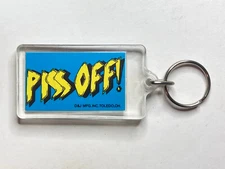 PISS OFF! - KeyChain New, Old Stock Key Ring (blue and yellow) Key Chain Keyring