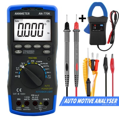 Automotive Multimeter Engine Analyzer AC DC Current Tach RPM Dwell ...