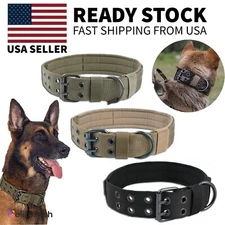 2" Wide Tactical Heavy Duty Nylon Large Dog Collar K9 Military With Metal Buckle