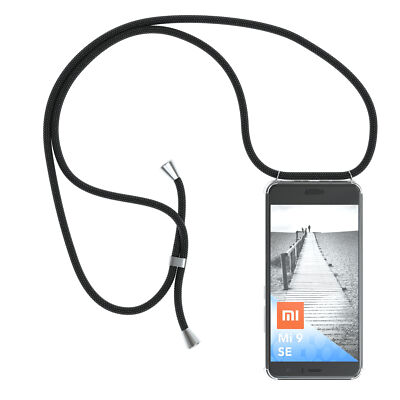 Für Xiaomi Mi 9 SE Hülle mit Kette Band Handy Case Seil zum Umhängen Schwarz