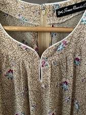 Vintage Smoove Reworked Vintage Dress Size 10 Beige Floral Sleeveless