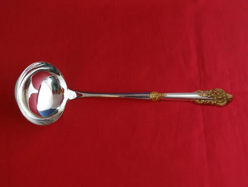 Grande Baroque Gold Accents by Wallace Sterling Silver Soup Ladle Custom HH WS