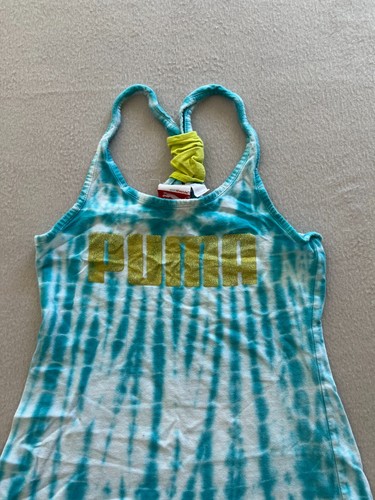Puma Tank Dress Girls Size 5 Blue Cotton Tie Dye Scoop Neck Racerback Sleeveless - Picture 2 of 9