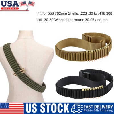 Rifle Bullet 50 Rounds Cartridge Bandolier 556 Ammo Belt for 308 Cal. 30-06 .762