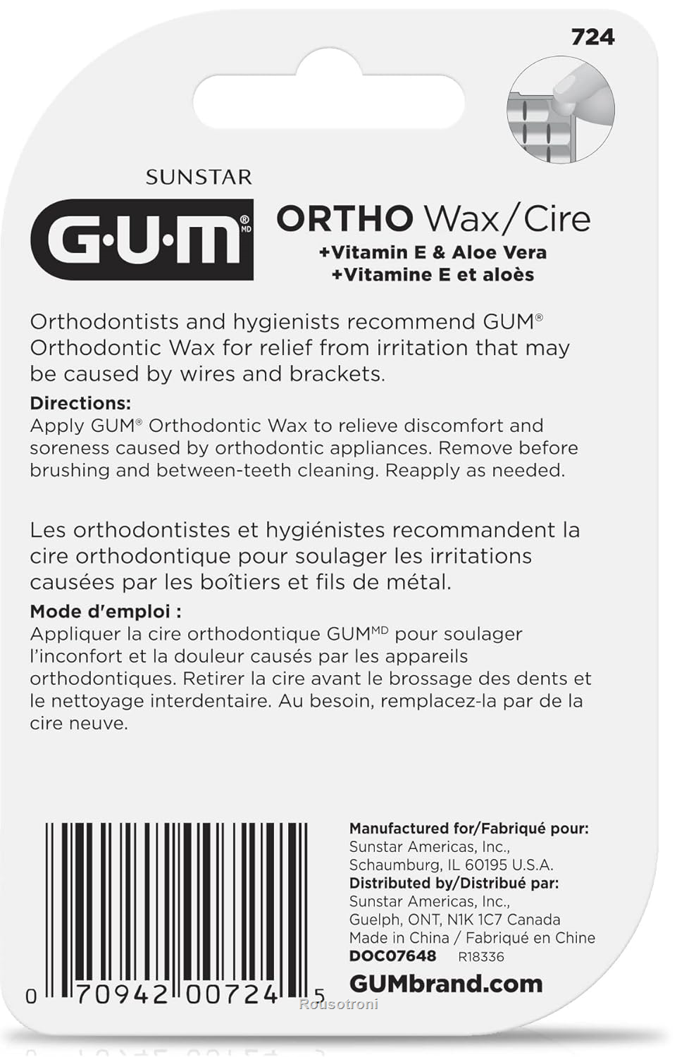 GUM724RQD Orthodontic Wax, Mint with Vitamin E and Aloe Vera eBay