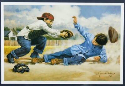 Sliding Safe to Home Jim Daly Baseball Players Kids Painting  display picture 1