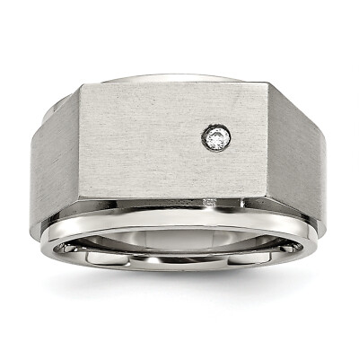 アクセサリー SV HEAVY SIGNET RING Chisel Stainless Steel Brushed and Polished CZ Signet Ring SR394