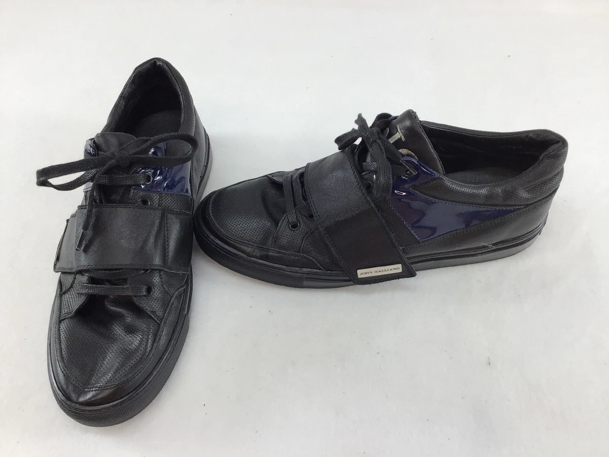 John Galliano Paris Men s Lace Up Black Blue Sneakers Size Euro