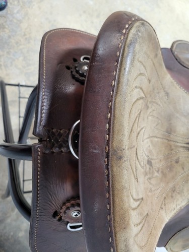 Vintage 15" Tex Tan Round Skirt Western Barrel Racing Saddle SQHB - Picture 14 of 21