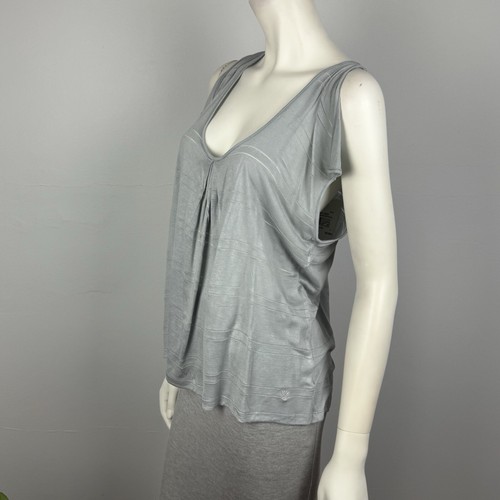Mooks Size XS Top Blouse Grey Short Split Flutter Sleeve Round Neck Women NEW - Bild 2 von 13