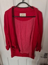 Red Soft Cuff Sleeve Ladies Blazer Lightweight Summer Jacket Size 8
