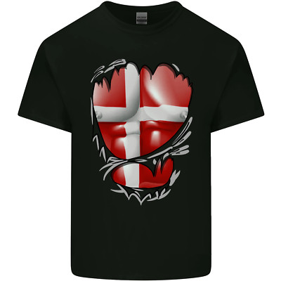 Gym Danish Flag Ripped Muscles Denmark Herren Baumwolle T-Shirt Tee Top