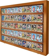 Trading Card Display Case USA 50 Ungraded Sport Top Loader Wood Walnut Cabinet