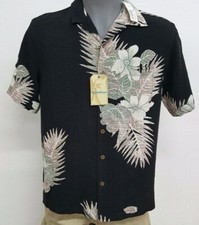 Roundtree Caribbean Black Hibiscus Palm S/S Men's Shirt NWT 79.50 Choose Size